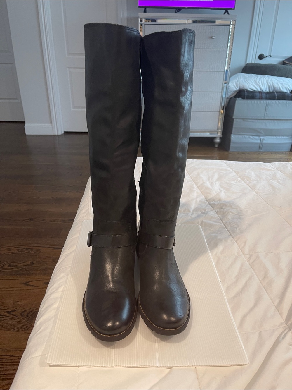 Sofft Tall Black Leather Over-the-Knee Boots